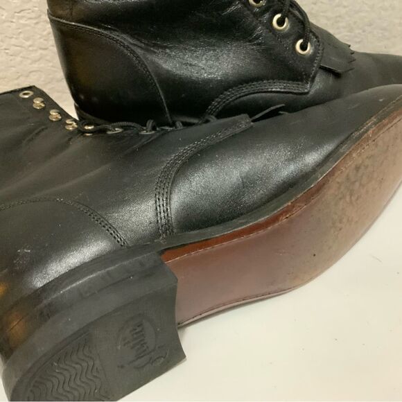 Justin Women’s 6 D Black Kiltie Roper Leather Lace Up Boots - Picture 13 of 15